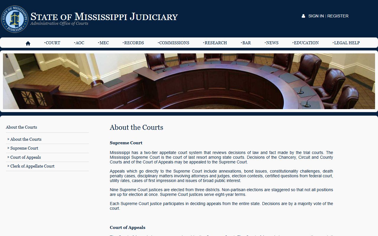 Mississippi Judiciary court structure for Winston County court dockets
