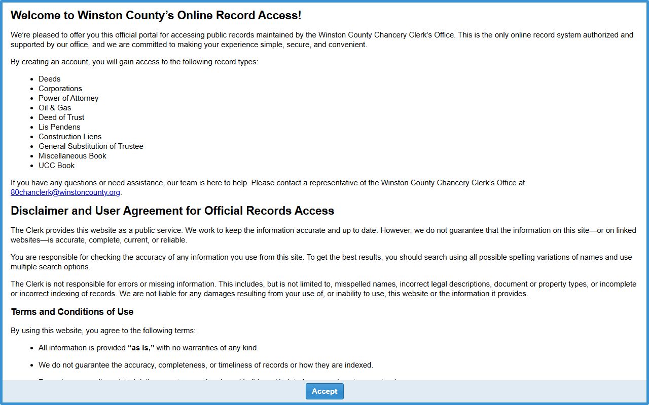 Winston County online court records access portal