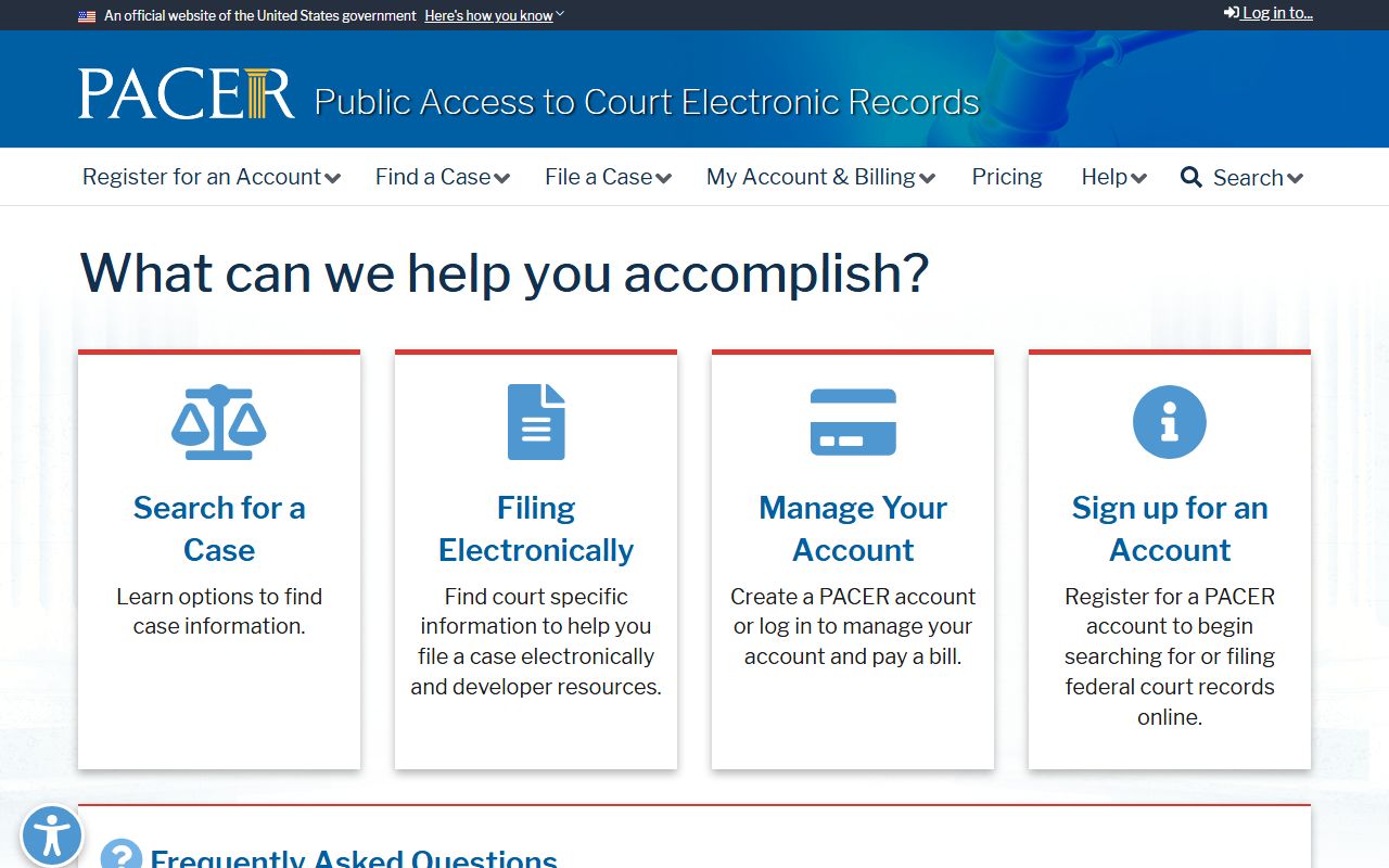 PACER federal public access portal for Winston County federal court records