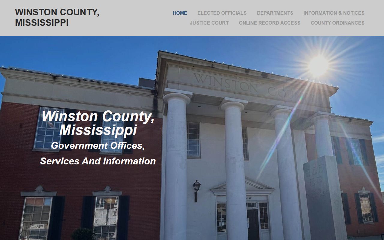 Winston County official home page with courthouse and court records links