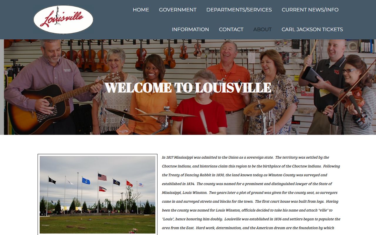 City of Louisville history page with Winston County court records context