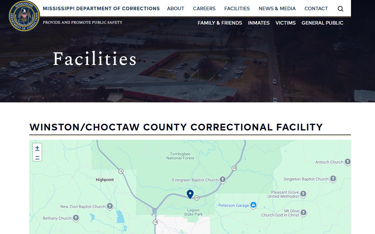 MDOC facility listing for the Winston County regional correctional facility