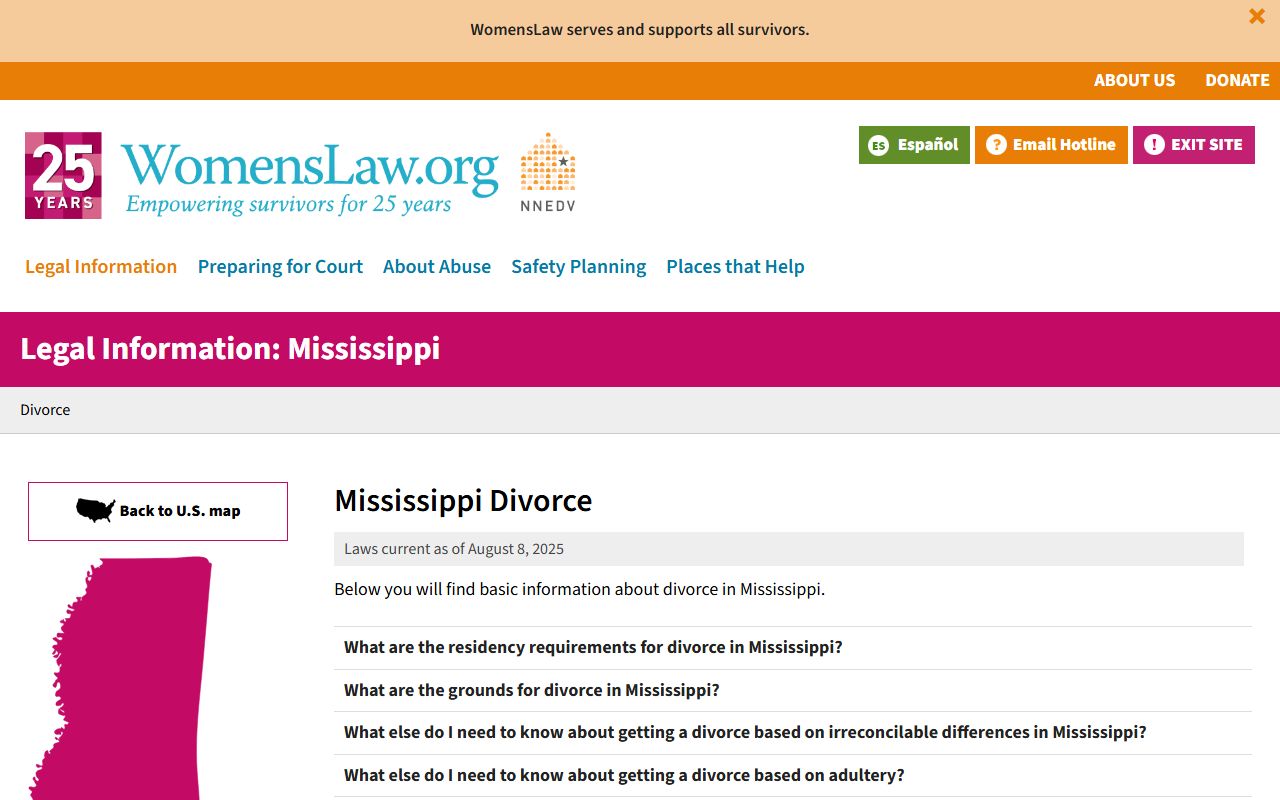 Mississippi divorce residency rule reference for Winston County divorce records